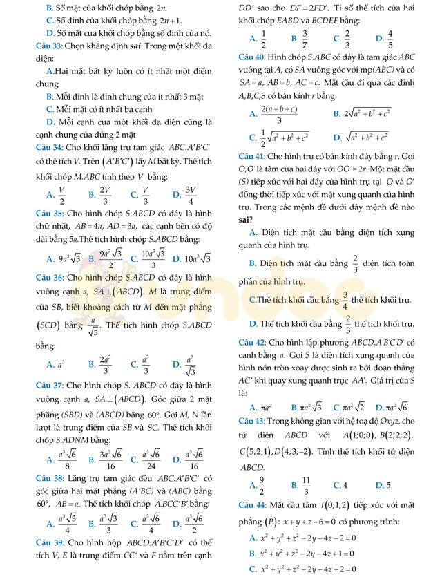 Đề thi thử THPT Quốc gia năm 2017 môn Toán