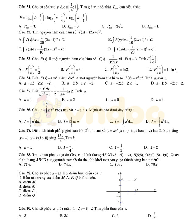Đề thi thử THPT Quốc gia năm 2017 môn Toán