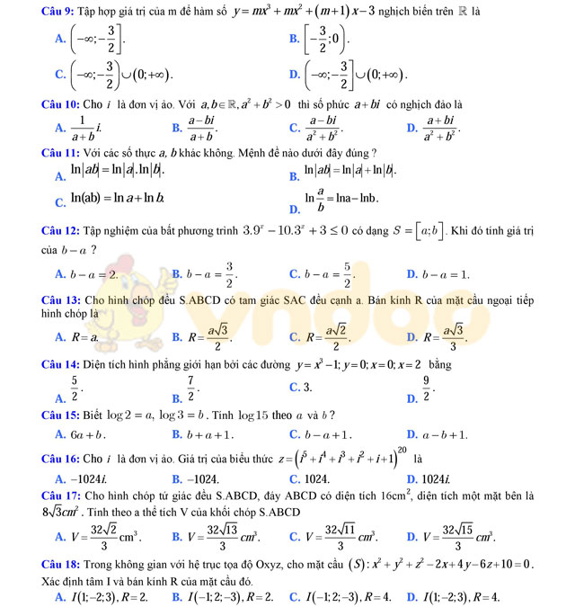 Đề thi thử THPT Quốc gia năm 2017 môn Toán 