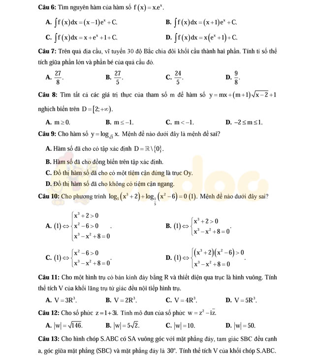 Đề thi thử THPT Quốc gia 2017 môn Toán