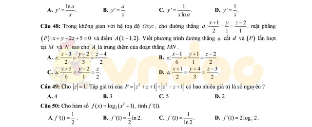 Đề thi thử THPT Quốc gia năm 2017 môn Toán