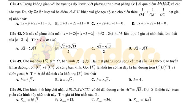 Đề thi thử THPT Quốc gia năm 2017 môn Toán