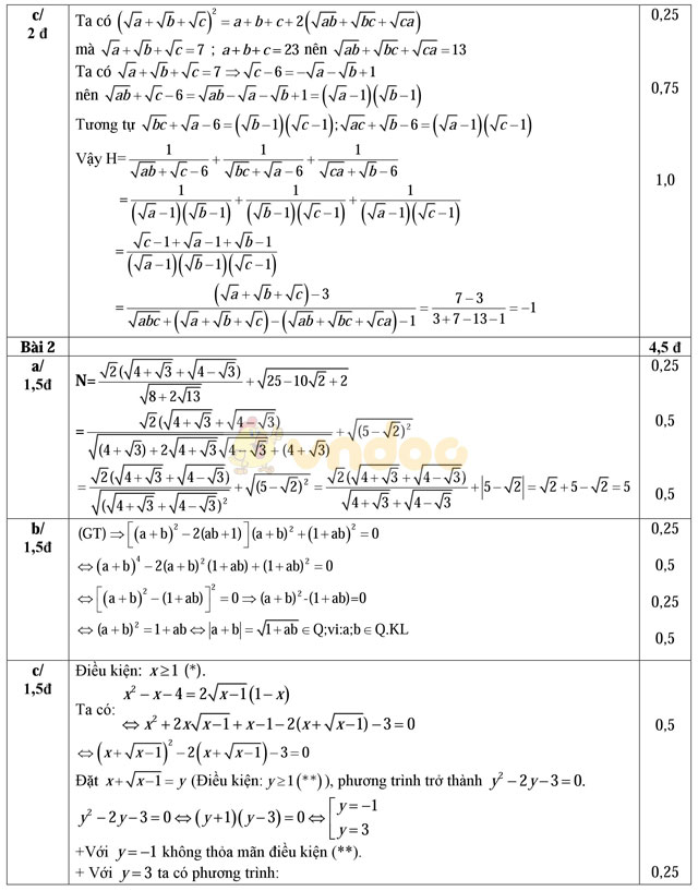 Đề thi học sinh giỏi môn Toán lớp 9 có đáp án