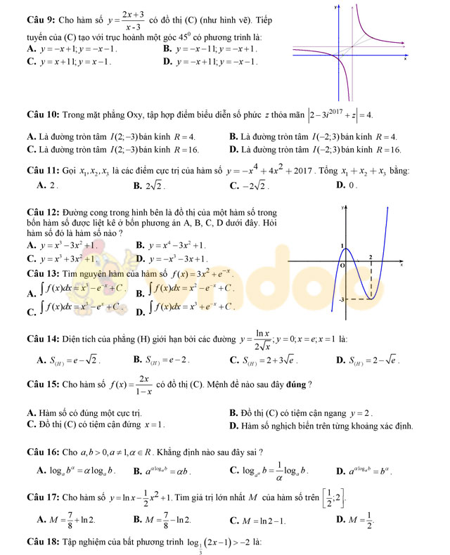 Đề thi thử THPT Quốc gia năm 2017 môn Toán
