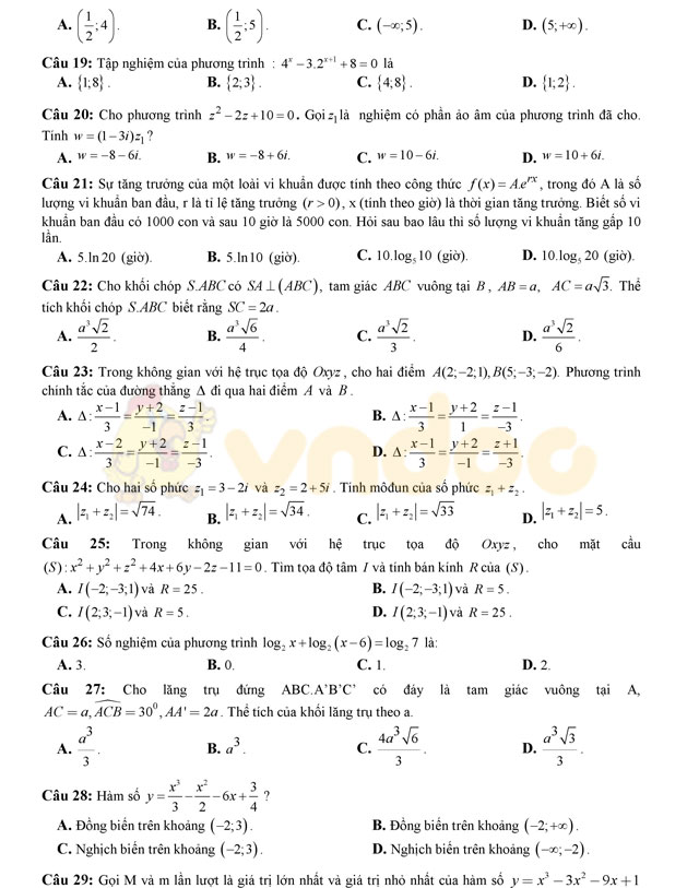 Đề thi thử THPT Quốc gia năm 2017 môn Toán