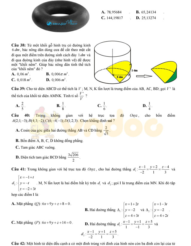Đề thi thử THPT Quốc gia năm 2017 môn Toán