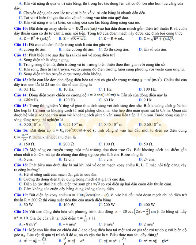 Đề thi thử THPT Quốc gia năm 2017 môn Vật lý