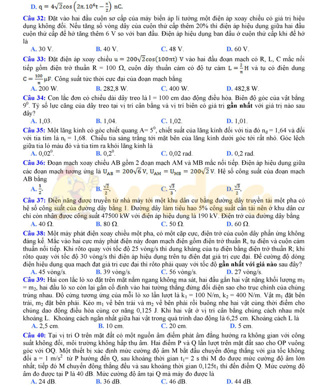 Đề thi thử THPT Quốc gia năm 2017 môn Vật lý