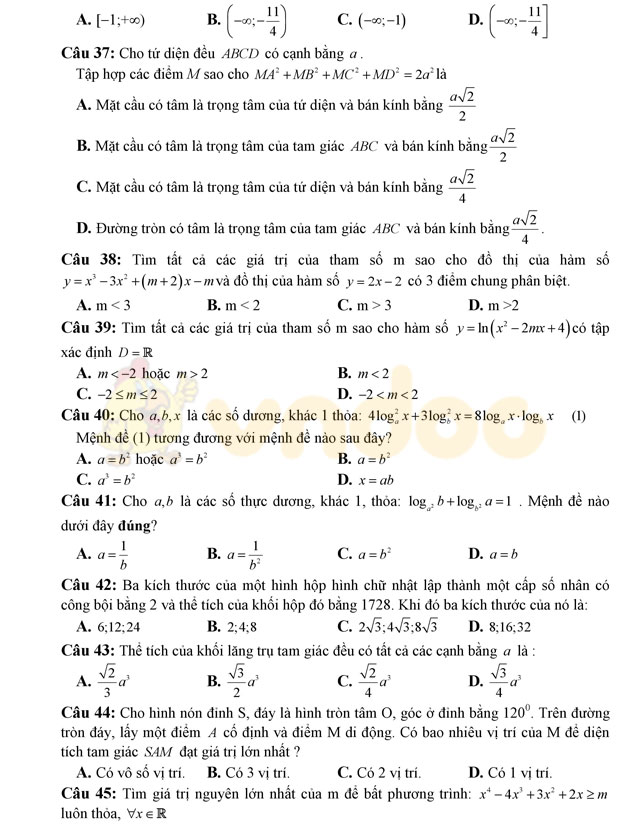 Đề thi thử THPT Quốc gia năm 2017 môn Toán