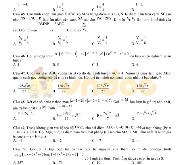 Đề thi thử THPT Quốc gia năm 2017 môn Toán