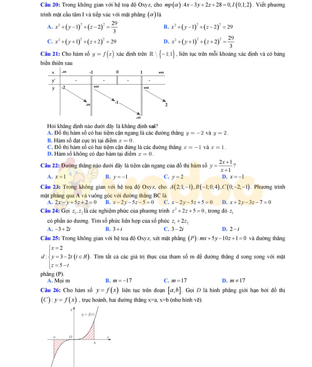 Đề thi thử THPT Quốc gia năm 2017 môn Toán