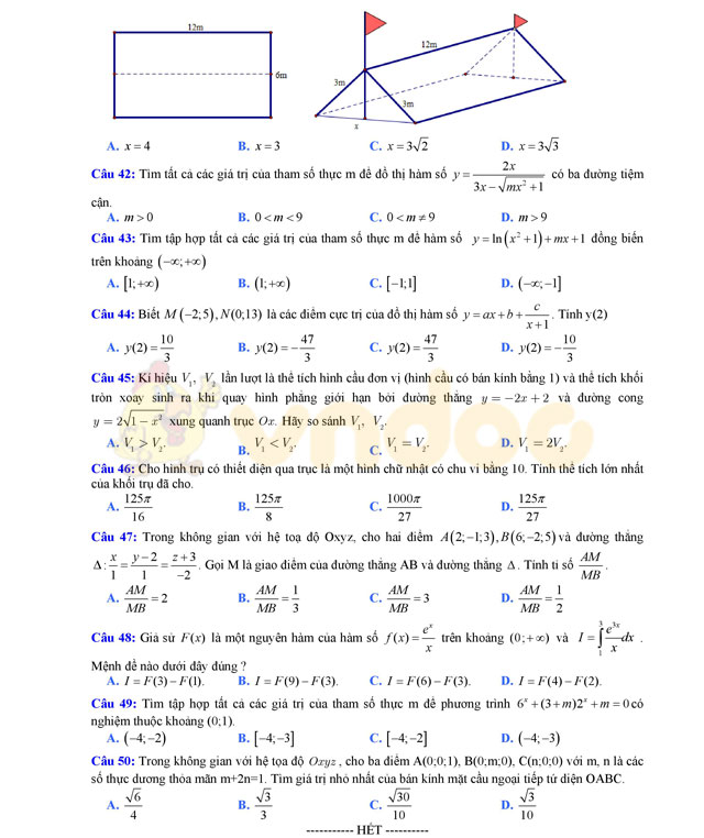 Đề thi thử THPT Quốc gia năm 2017 môn Toán