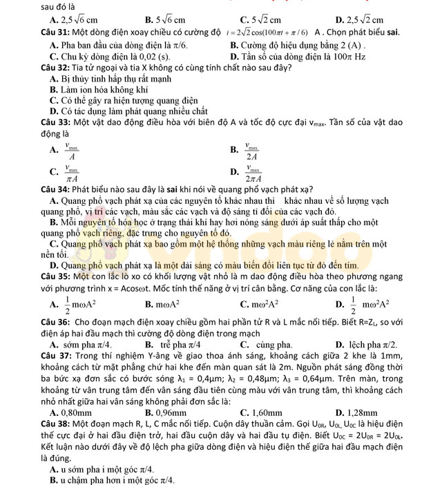 Đề thi thử THPT Quốc gia năm 2017 môn Vật lý