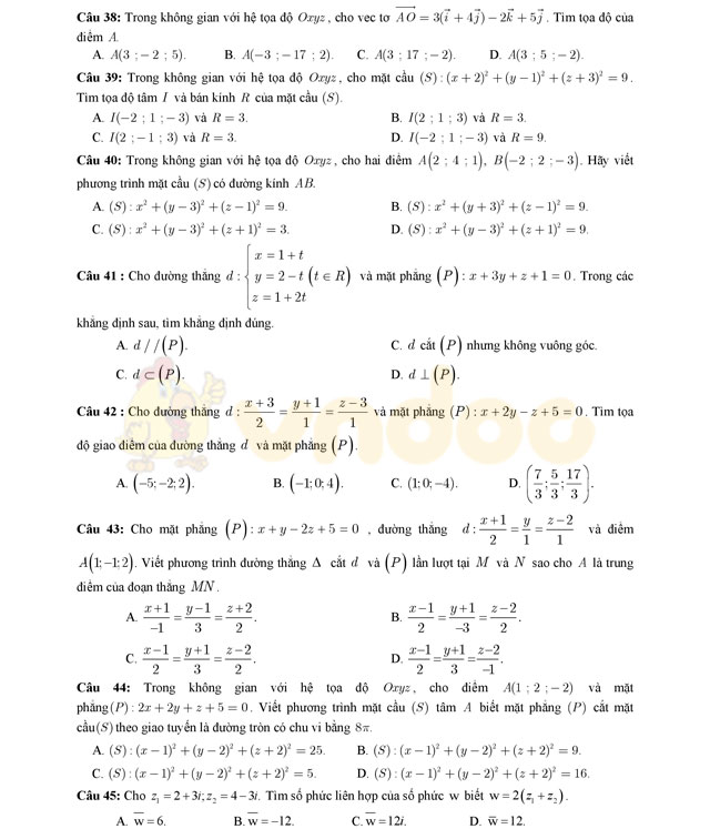 Đề thi thử THPT Quốc gia năm 2017 môn Toán 