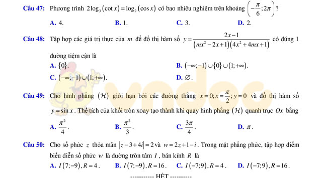 Đề thi thử THPT Quốc gia năm 2017 môn Toán 