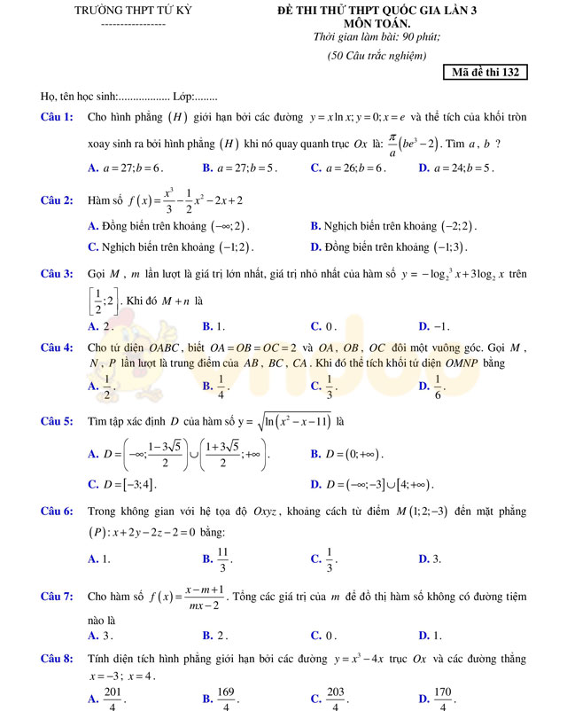 Đề thi thử THPT Quốc gia năm 2017 môn Toán Đề thi thử THPT Quốc gia năm 2017 môn Toán