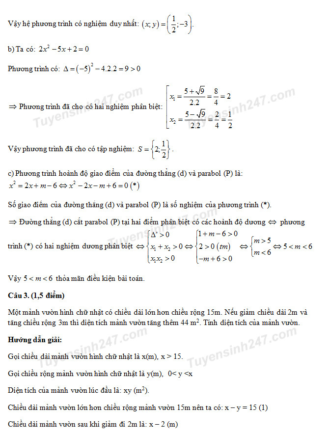 Đề thi tuyển sinh vào lớp 10 môn Toán