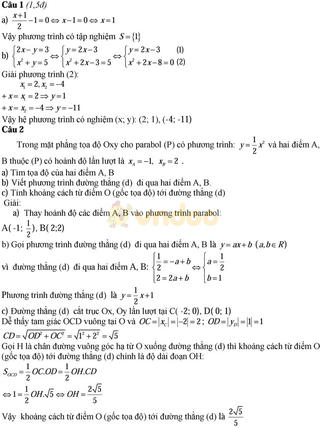 Đề thi vào lớp 10 môn Toán Sở GD&ĐT Phú Thọ năm học 2017 - 2018 Đề thi vào lớp 10 môn Toán có đáp án