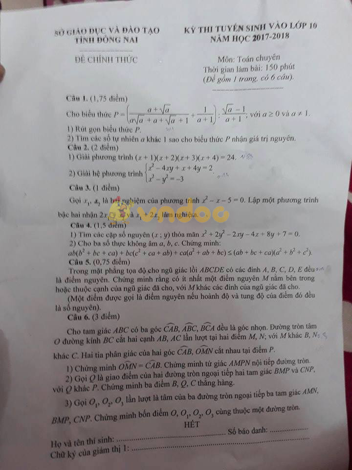Đề thi tuyển sinh vào lớp 10 THPT môn Toán Đề thi tuyển sinh vào lớp 10 THPT môn Toán