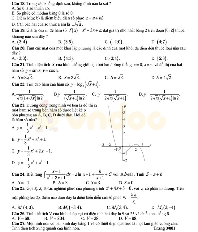 Đề thi thử THPT Quốc gia năm 2017 môn Toán