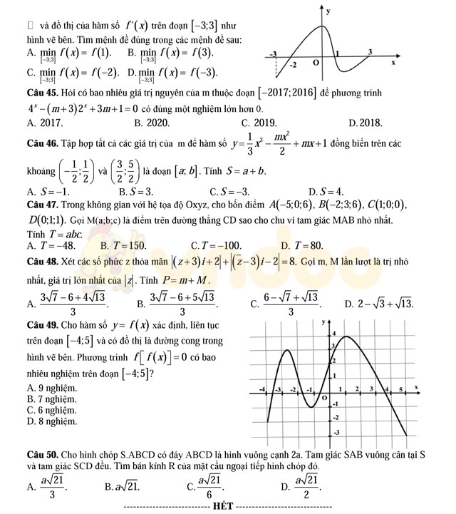 Đề thi thử THPT Quốc gia năm 2017 môn Toán