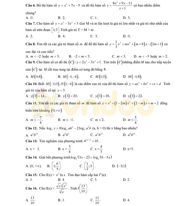 Đề thi thử THPT Quốc gia năm 2017 môn Toán 