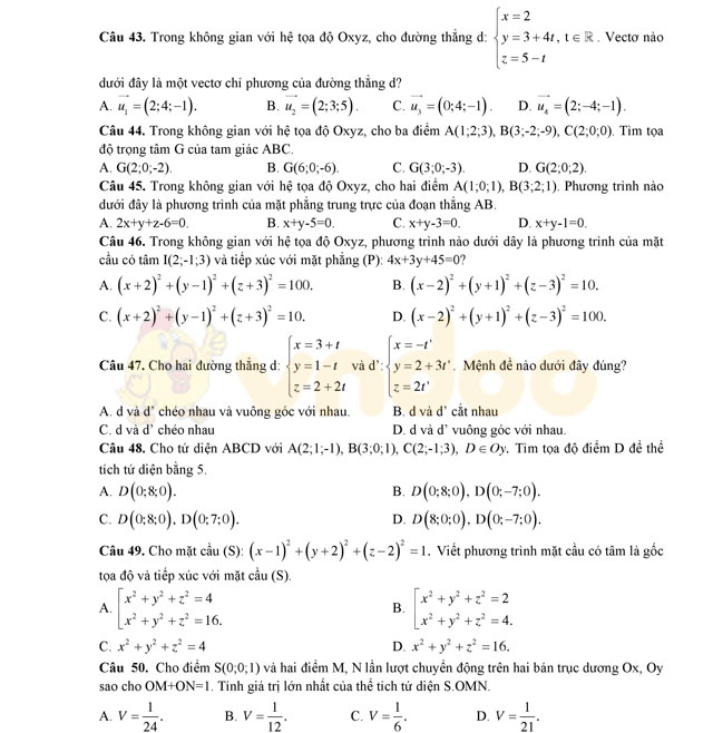 Đề thi thử THPT Quốc gia năm 2017 môn Toán 