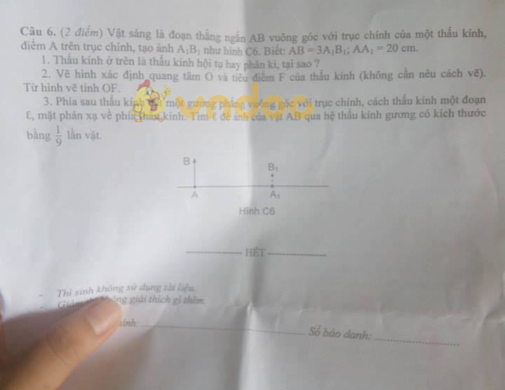Đề thi tuyển sinh vào lớp 10 môn Vật lí