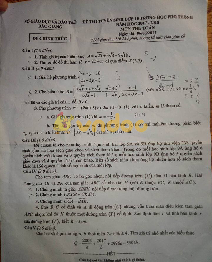 Đề thi tuyển sinh vào lớp 10