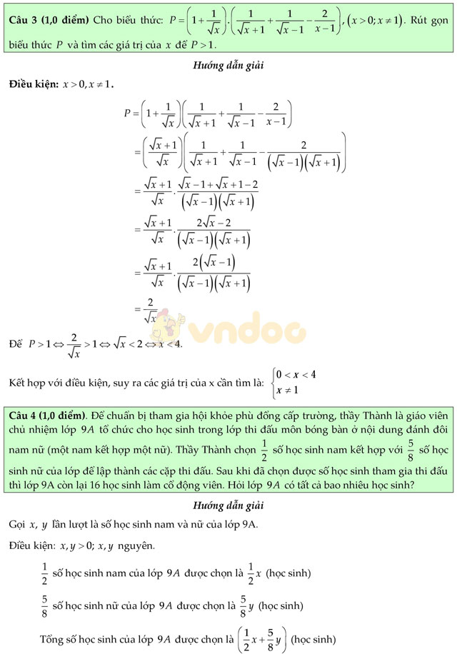 Đề thi vào lớp 10 môn Toán Sở GD&ĐT Cần Thơ năm học 2017 - 2018 Đề thi vào lớp 10 môn Toán có đáp án