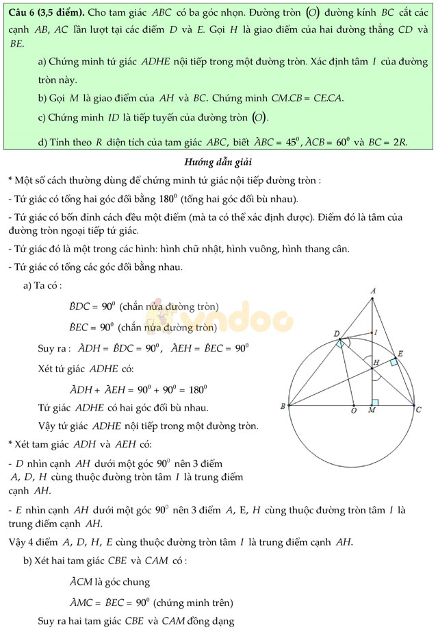 Đề thi vào lớp 10 môn Toán Sở GD&ĐT Cần Thơ năm học 2017 - 2018 Đề thi vào lớp 10 môn Toán có đáp án