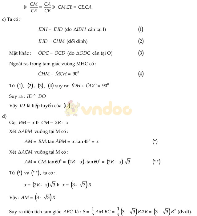 Đề thi vào lớp 10 môn Toán Sở GD&ĐT Cần Thơ năm học 2017 - 2018 Đề thi vào lớp 10 môn Toán có đáp án