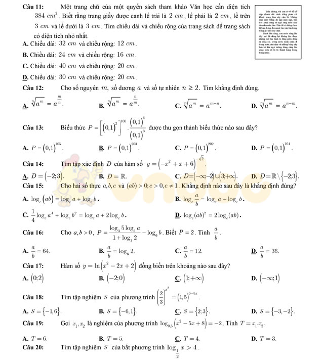 Đề thi thử THPT Quốc gia năm 2017 môn Toán