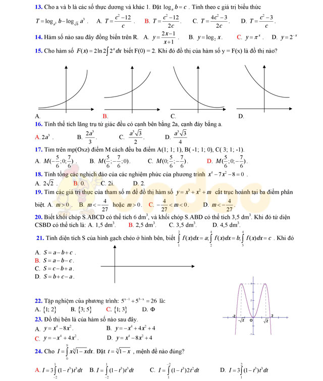 Đề thi thử THPT Quốc gia năm 2017 môn Toán 