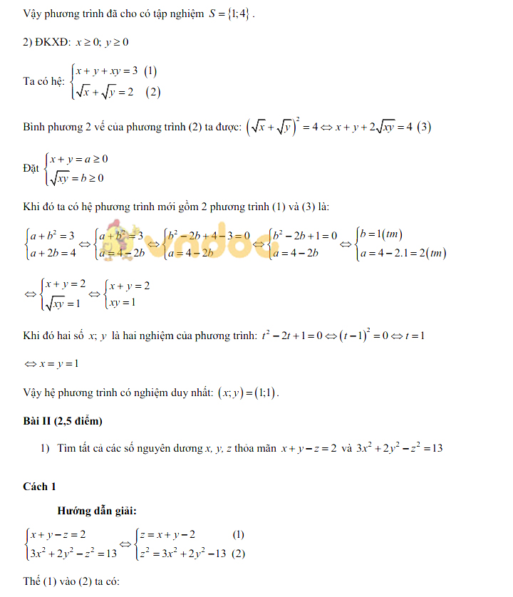 Đề thi tuyển sinh vào lớp 10 môn Toán