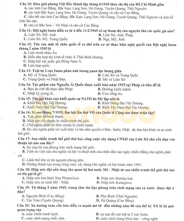 Đề thi thử THPT Quốc gia năm 2017 môn Lịch sử Đề thi thử THPT Quốc gia năm 2017 môn Lịch sử