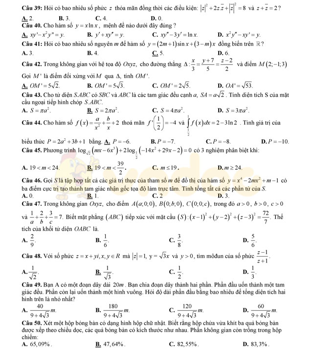 Đề thi thử THPT Quốc gia năm 2017 môn Toán Đề thi thử THPT Quốc gia năm 2017 môn Toán