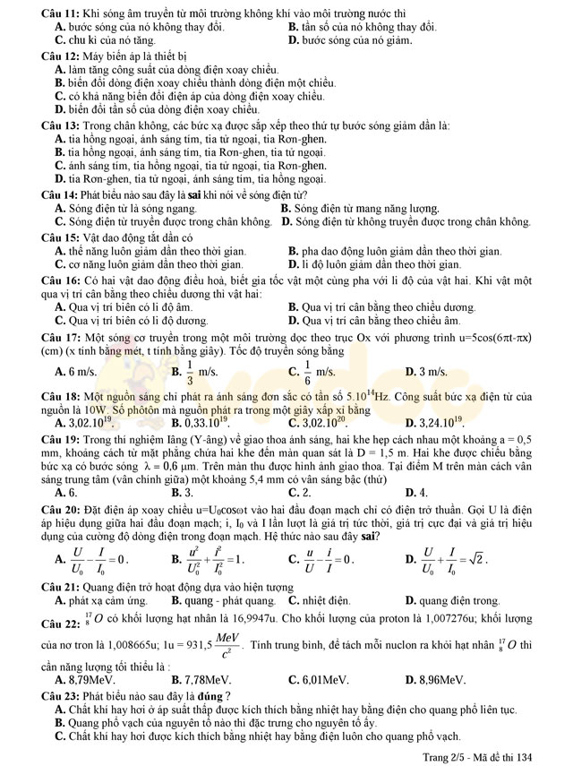 Đề thi thử THPT Quốc gia năm 2017 môn Vật lý