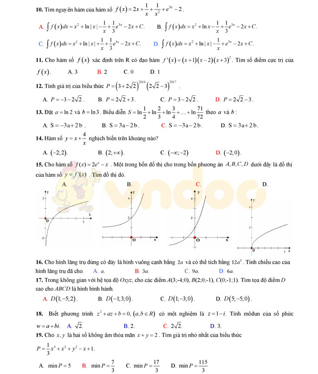 Đề thi thử THPT Quốc gia năm 2017 môn Toán 