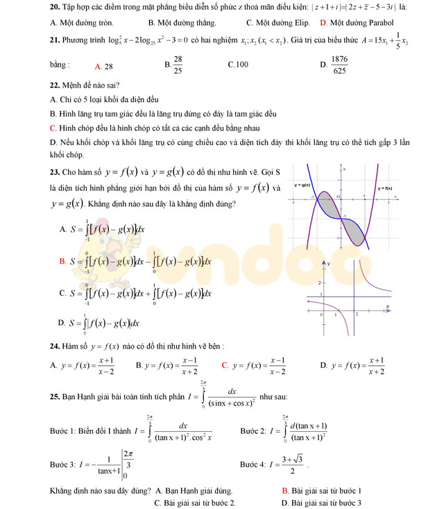 Đề thi thử THPT Quốc gia năm 2017 môn Toán 