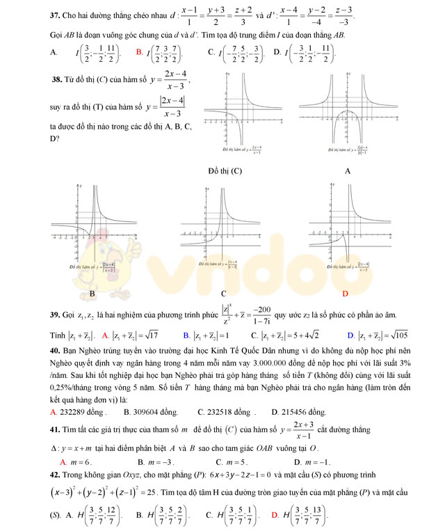 Đề thi thử THPT Quốc gia năm 2017 môn Toán 