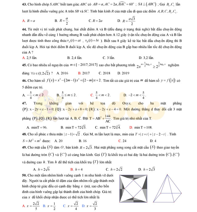 Đề thi thử THPT Quốc gia năm 2017 môn Toán 