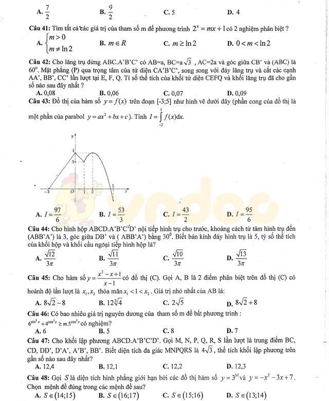 Đề thi thử THPT Quốc gia năm 2017 môn Toán