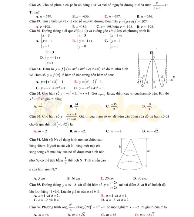 Đề thi thử THPT Quốc gia năm 2017 môn Toán 