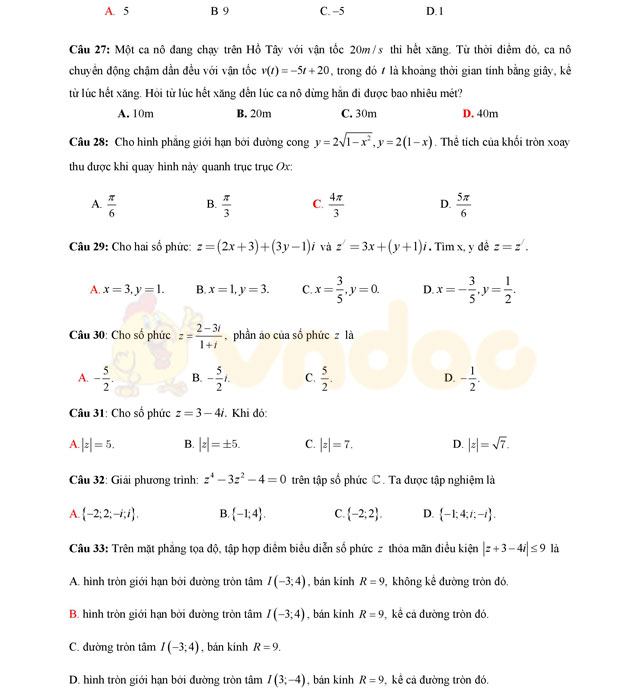 Đề thi thử THPT Quốc gia năm 2017 môn Toán