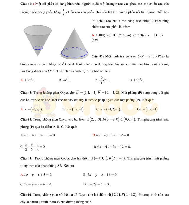 Đề thi thử THPT Quốc gia năm 2017 môn Toán