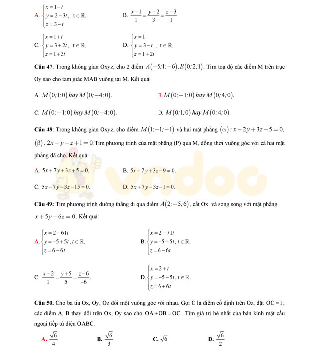 Đề thi thử THPT Quốc gia năm 2017 môn Toán