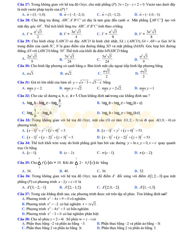 Đề thi thử THPT Quốc gia năm 2017 môn Toán Đề thi thử THPT Quốc gia năm 2017 môn Toán