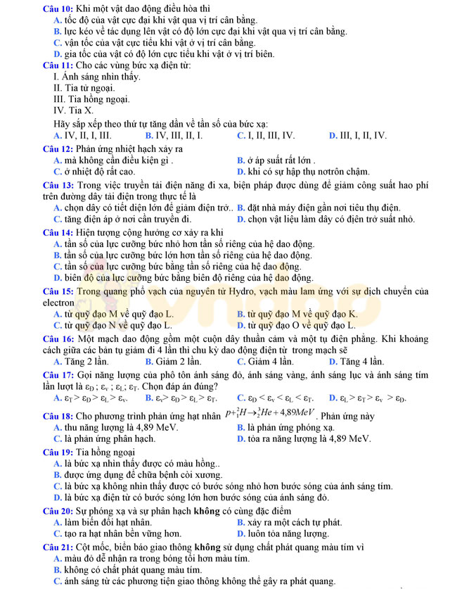 Đề thi thử THPT Quốc gia năm 2017 môn Vật lý 