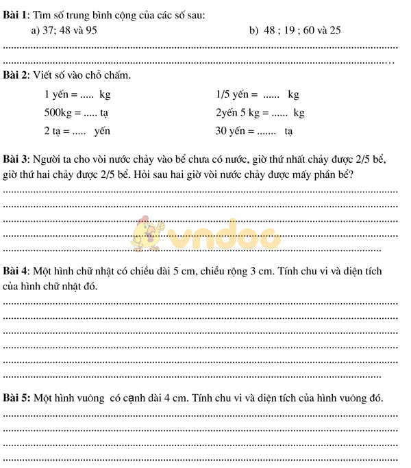 Bài tập cuối tuần lớp 5